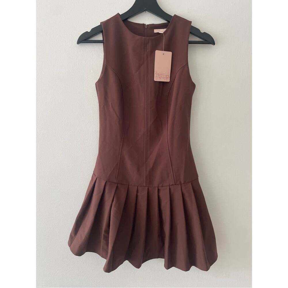bebop Drop Waist Pleated Skirt Chocolate Brown Dress Size XS